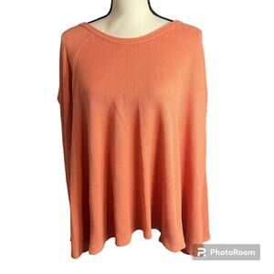 We the Free | Women's Orange Oversize Waffle Knit Longsleeve Shirt Sz L